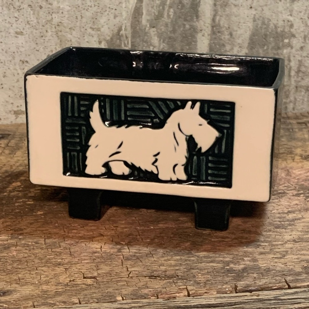 Scottie Dog Terrier Rectangle Planter, 1950s Planter, Succulent Planter